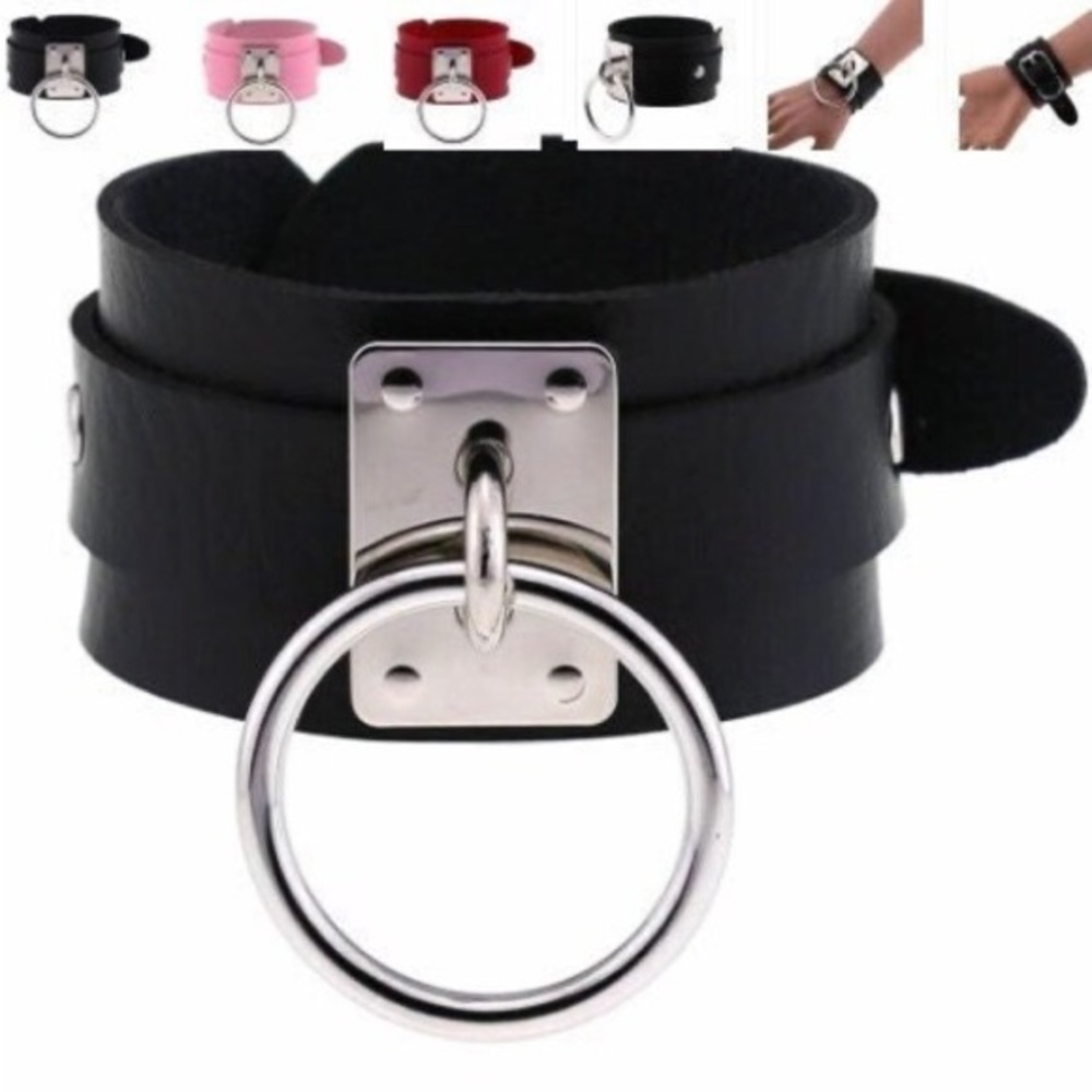 Wide Cuff Leather Bracelets Punk Gothic Rock Unisex Bangles Bracelet Wristband